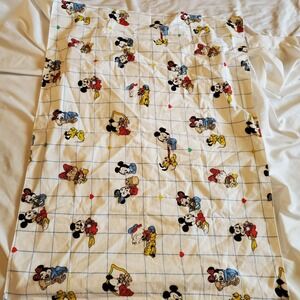 Vtg 1980s Dundee Disney Babies Mickey Mouse & Friends Grid Flannel Baby Blanket